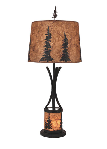 Flat Bar Table Lamp with Feather Tree Scene Night Light