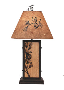 Pine Branch Iron/Wood Table Lamp