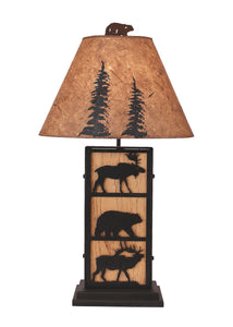 Wildlife Iron/Wood Table Lamp