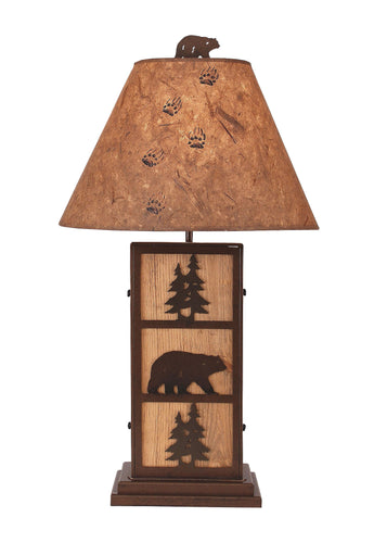 Bear and Tree Iron/Wood Table Lamp