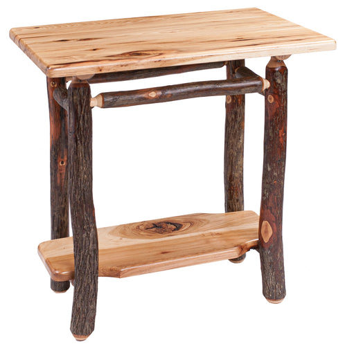 Rectangular One Shelf Hickory End Table with Rustic Hickory Legs