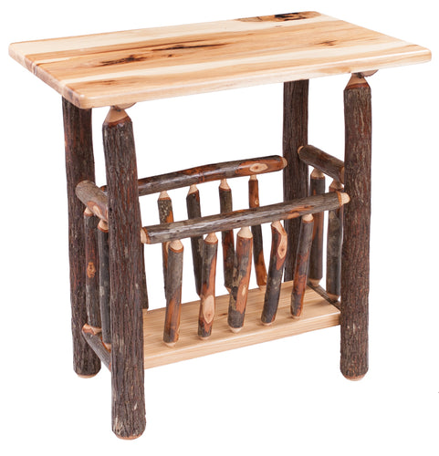 Hickory End Table with Magazine Rack