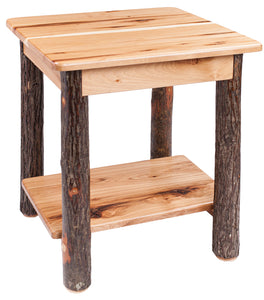 Hickory End Table with Solid Shelf