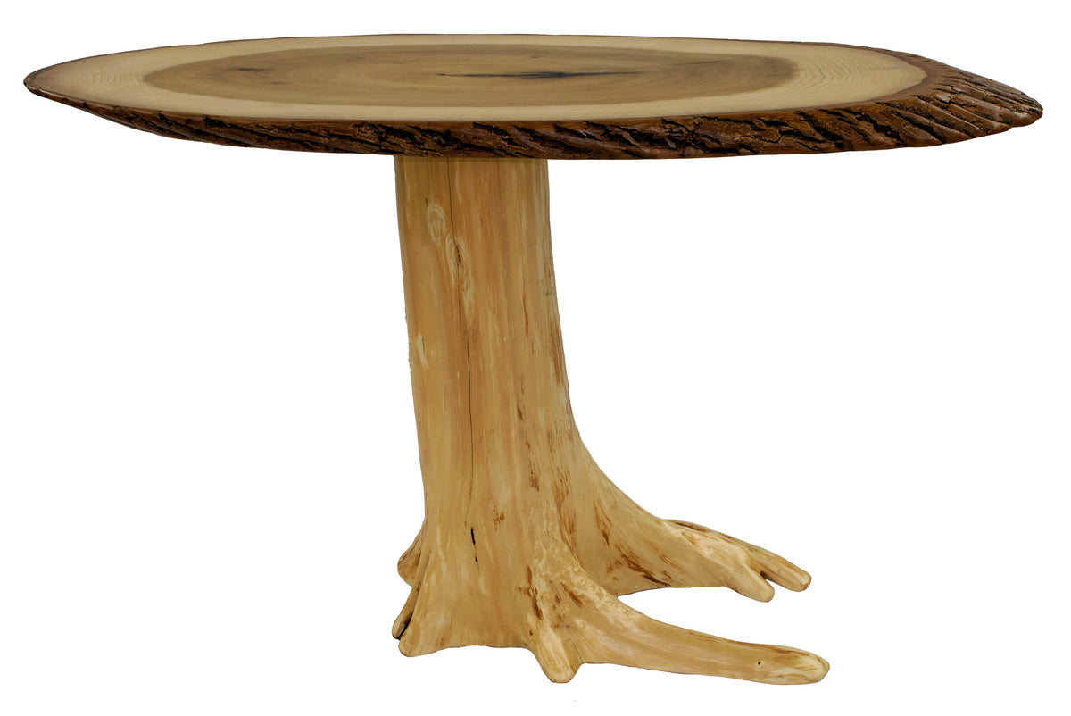 Tulip Poplar Sofa Table with Cedar Stump – Rustic Adirondack